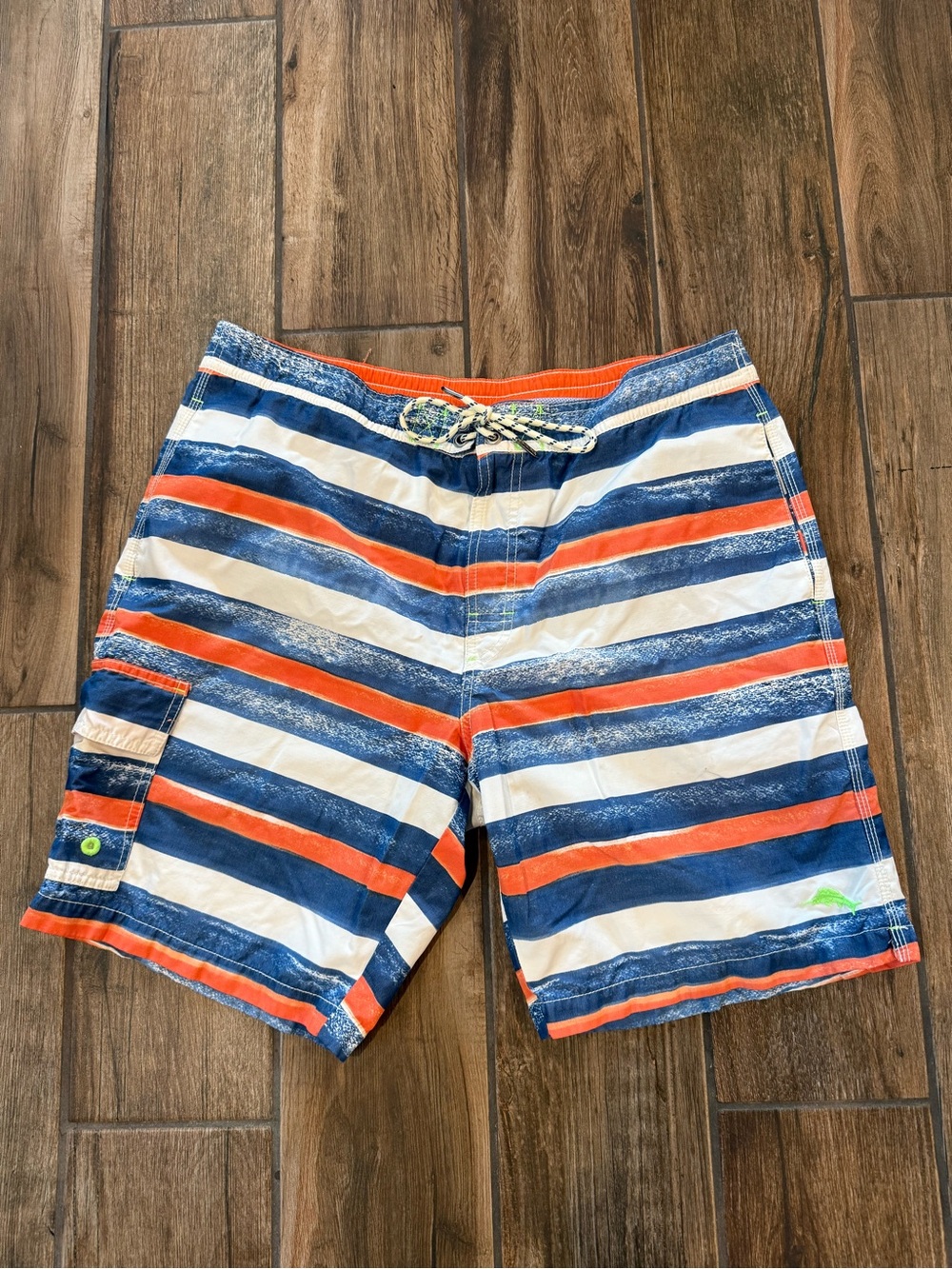 Tommy Bahama Navy, White & Orange Striped Men's Swim Trunks